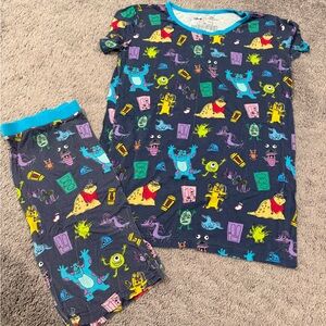 Little Sleepies Monster Print Kids Pajama Set - Multicolor